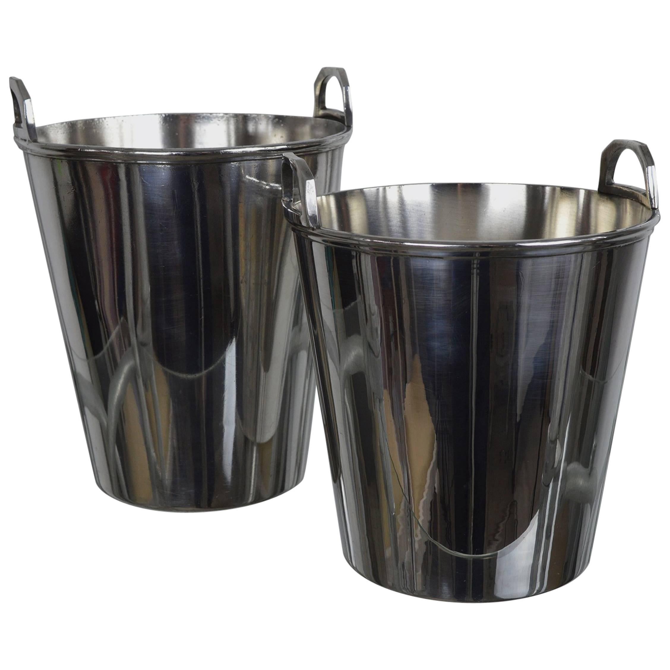 Two Vintage Art Deco Style Silver Plated Ice Buckets