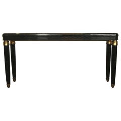 Black Lacquered Wood and Brass Console by Paolo Buffa, 1950