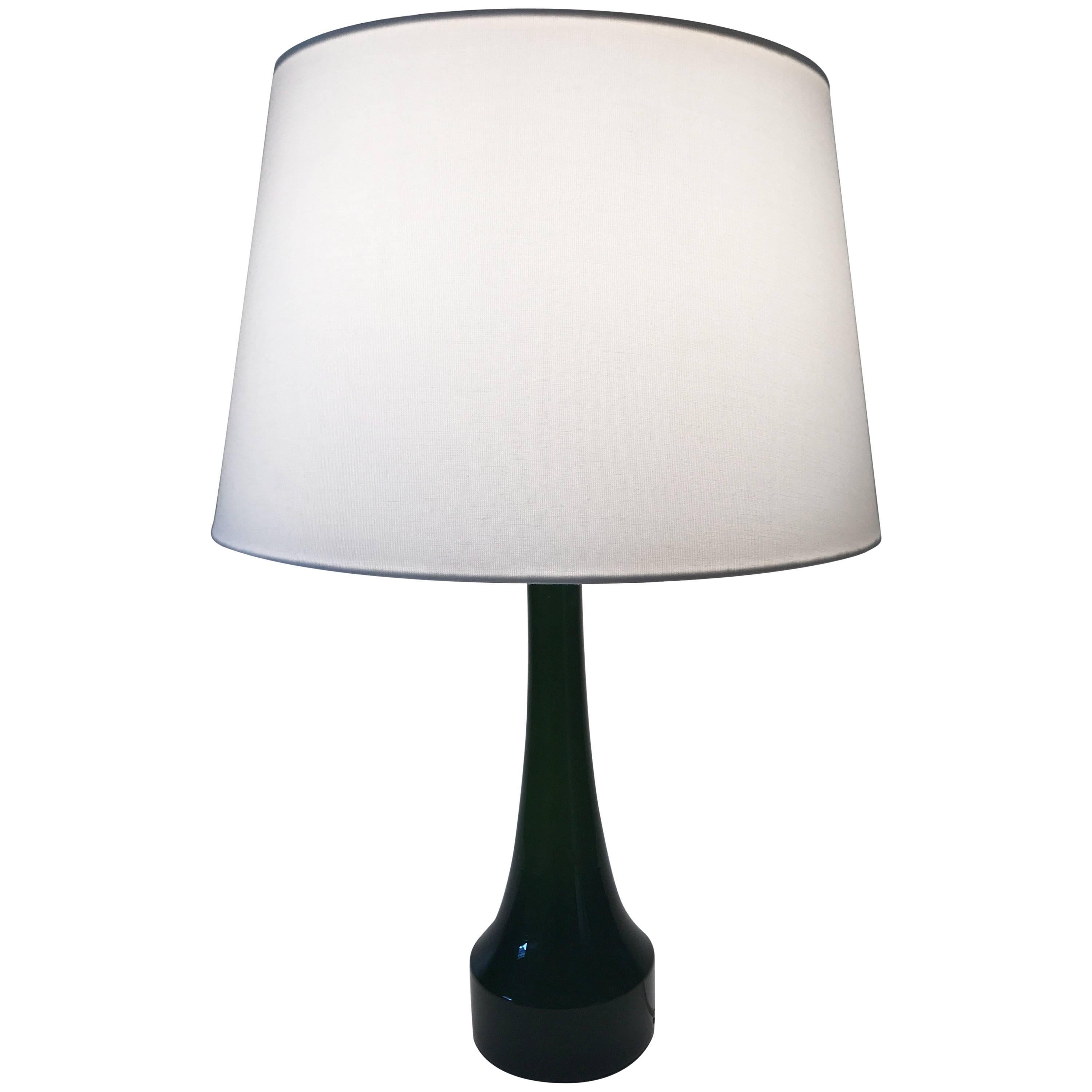Swedish, 1950 Bergbom and Holmegaard Green Glass Table Lamp For Sale
