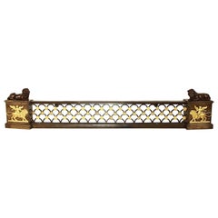 Empire Patinated and Gilt-Bronze Fire Place Fender or Andirons