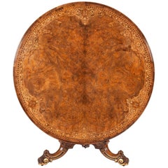 19th Century English Walnut with Marquetry Center Table