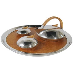 Used Tin and Wood Tea Set, Boutique Dumanoir, France, circa 1950