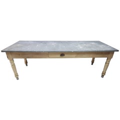 Antique French Florist Table with Zinc Top