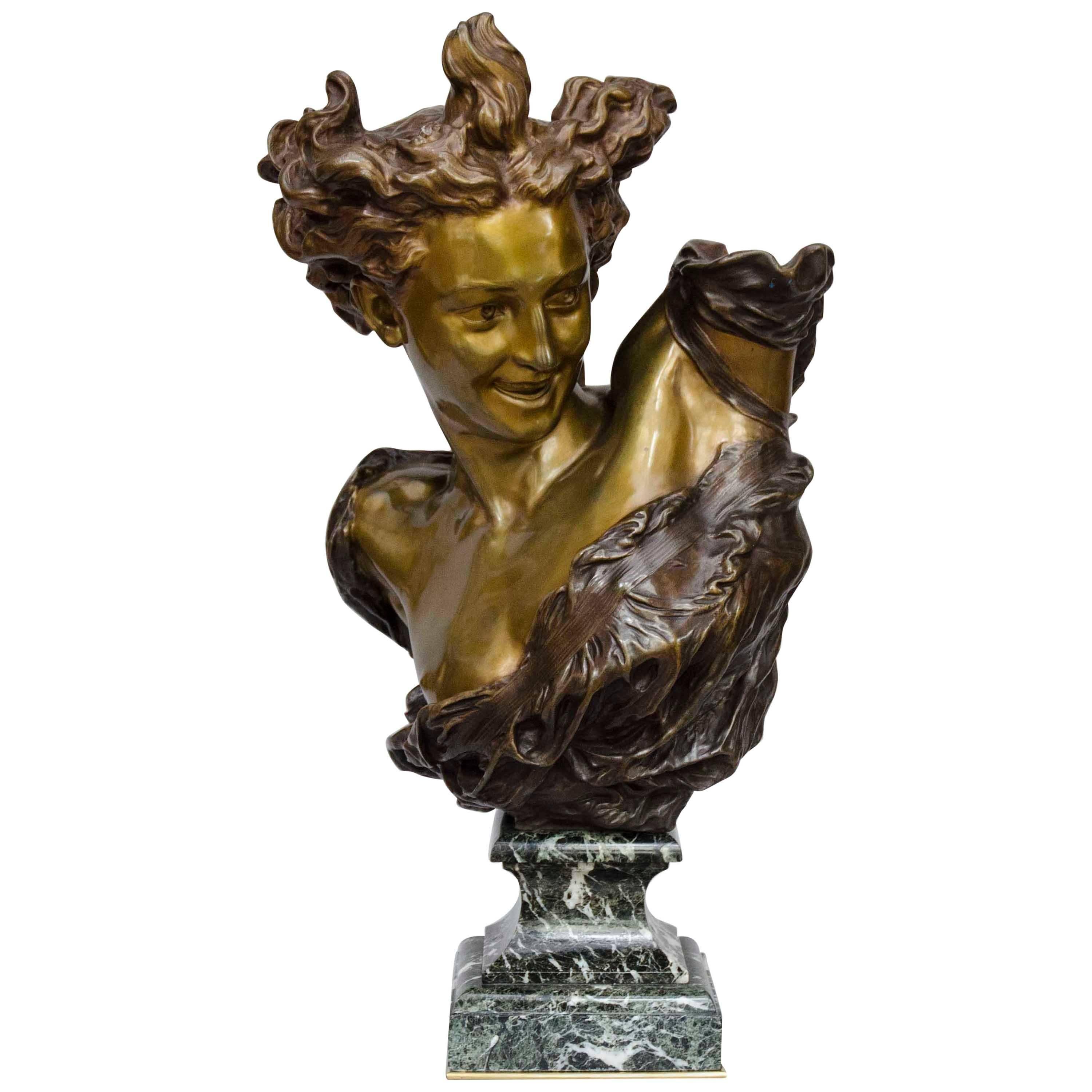 19th Century Bronze Bust of "Genius of the Dance" by Carpeaux Jean-Baptiste For Sale