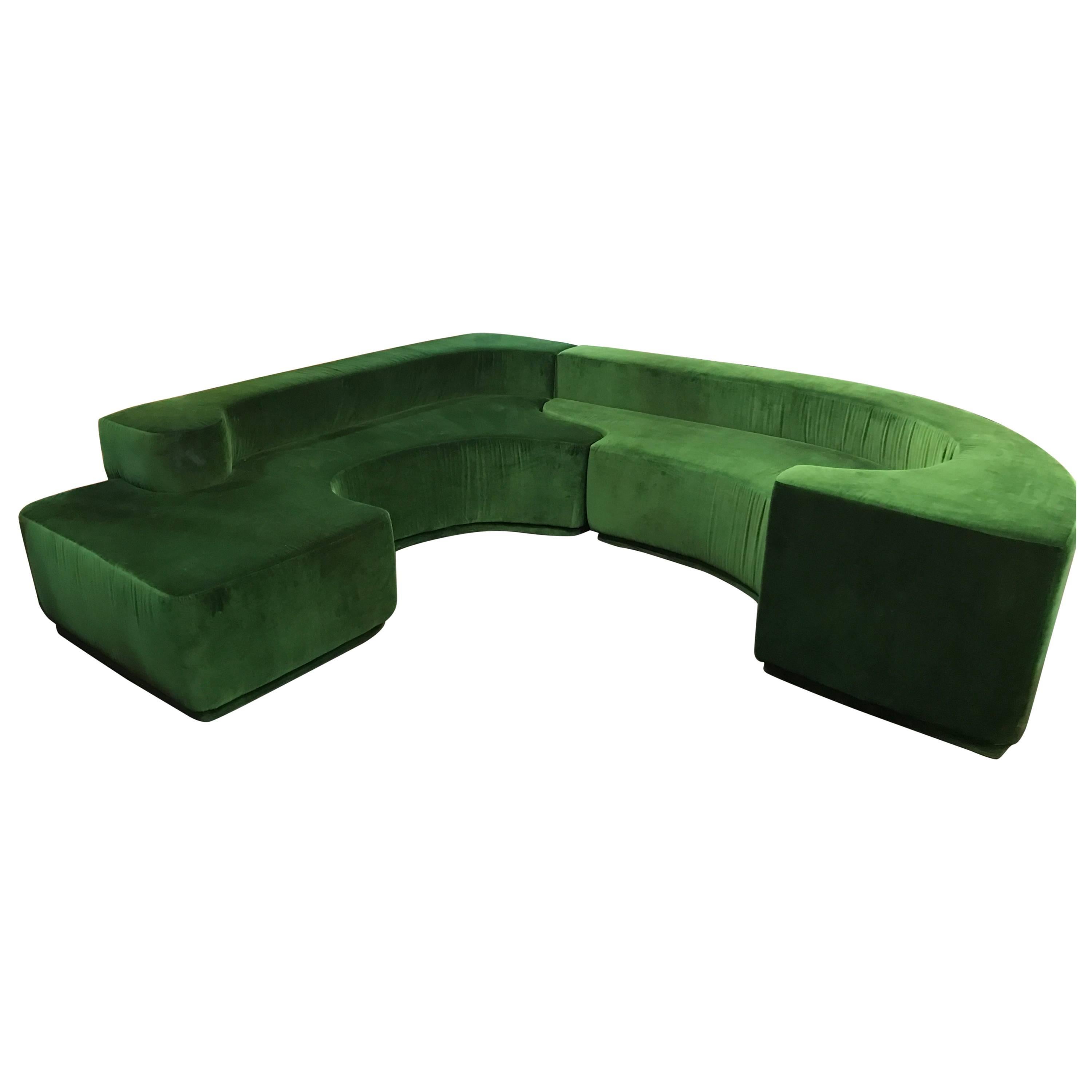 Fantastic and Huge Reupholstered Green Sofa For Sale