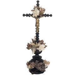 19th Century Quartz Calcite Crucifix