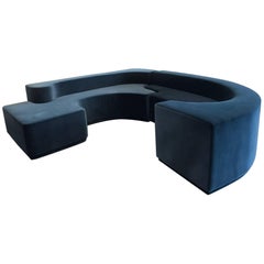Fantastic and Huge  Blue Velvet  Sofa