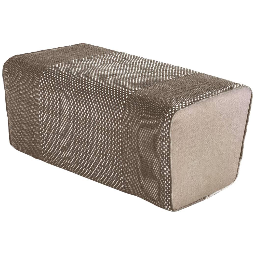 Tres Collection Brown Hand-Loomed Wool and Felt Pouf by Andreu Carulla in Stock