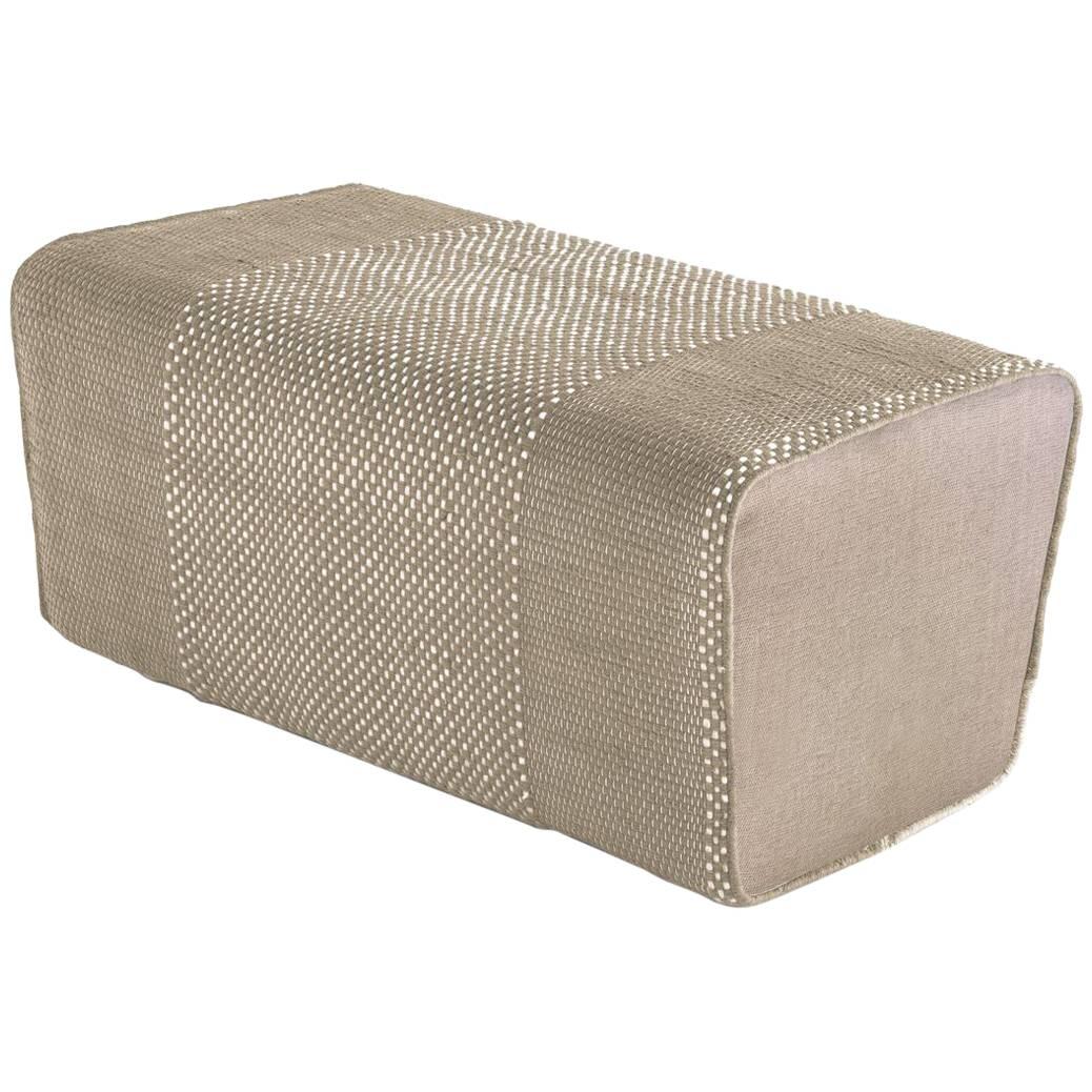 Tres Collection Pearl Hand-Loomed Wool and Felt Pouf by Andreu Carulla in Stock