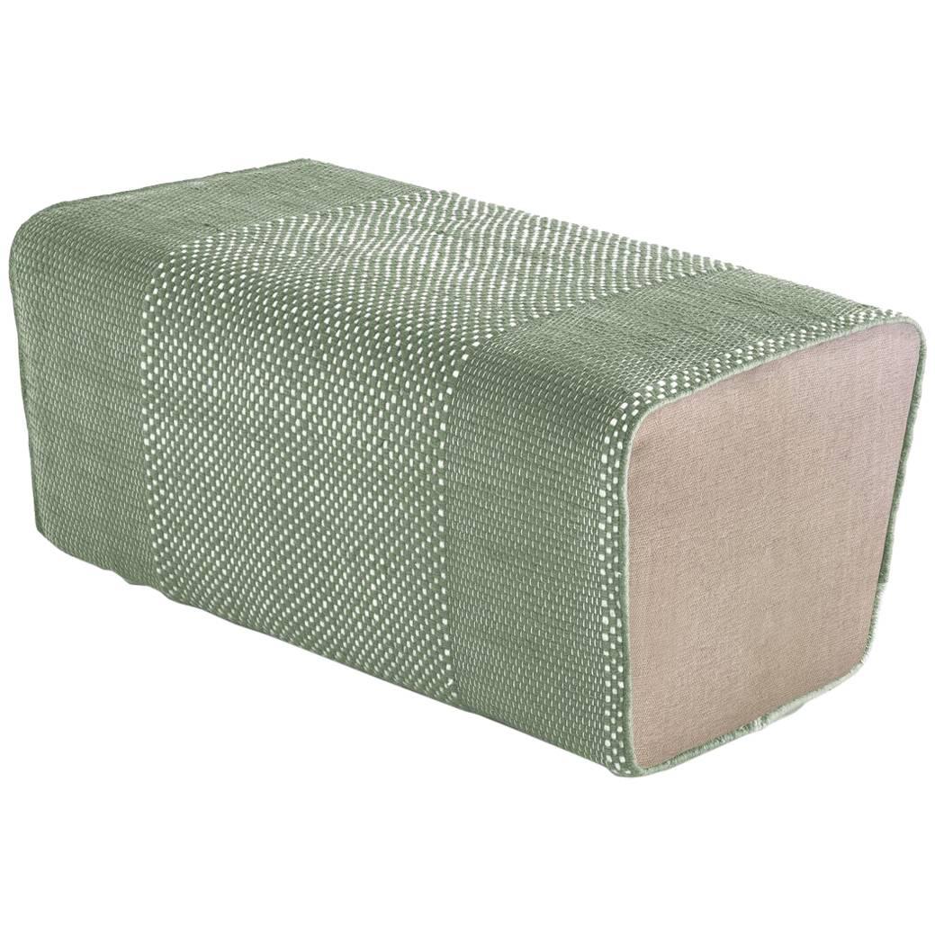 Tres Collection Sage Hand-Loomed Wool and Felt Pouf by Andreu Carulla in Stock