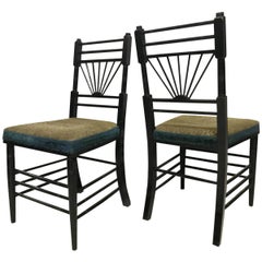 Antique E W Godwin attri, A Pair of Anglo-Japanese Side Chairs with Radiating Spindles