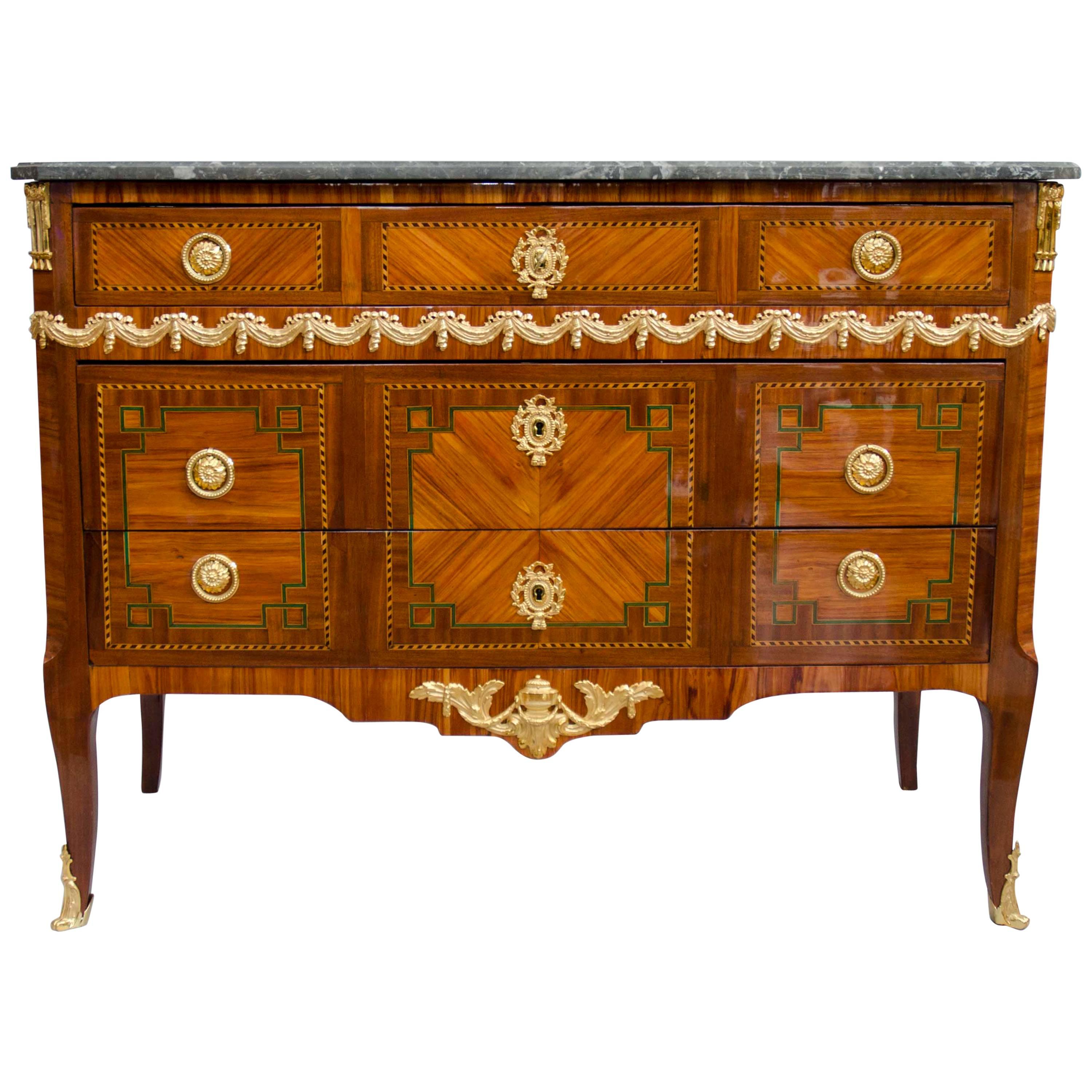 19th Century Transition Style Rosewood and Mahogany Veneer Commode For Sale