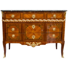 19th Century Transition Style Rosewood and Mahogany Veneer Commode