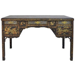 Vintage 20th Century Queen Anne Revival English Chinoiserie Desk by John Widdicomb