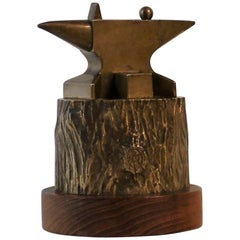 Vintage Bronze Sculpture of Anvil