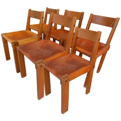 Set of Six Pierre Chapo Dining Chairs, circa 1960