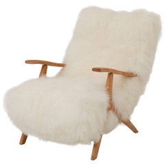Tibetan Fur and Wood Italian Chair