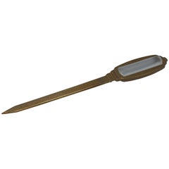 1960s Brass and Lucite Letter Opener and Magnifying Glass