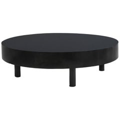 Round Coffee Table Manufactured by Tepperman Brasil, 1968 Lacquered Black Wood