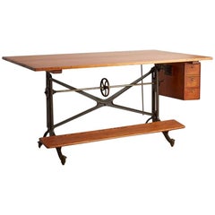 Exceptional Keuffel & Esser Drafting Table with Swinging Cabinet, circa 1890