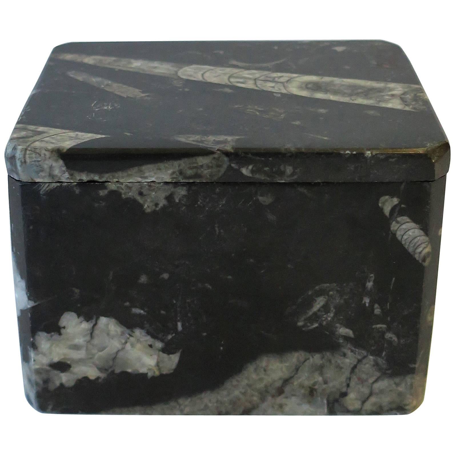 Modern Black and White Stone Jewelry Box For Sale