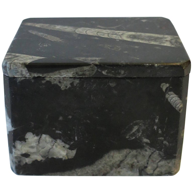 Modern Black and White Stone Box For Sale at 1stdibs