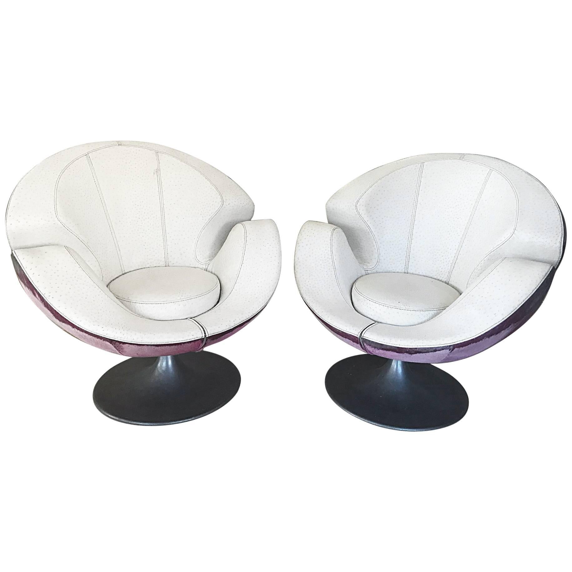 Swivel pair of Chairs Scandinavian design 1960, Unique design For Sale