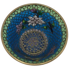 19th Century French Plique a Jour Cloisonné Mosaic Bowl with Floral Motif