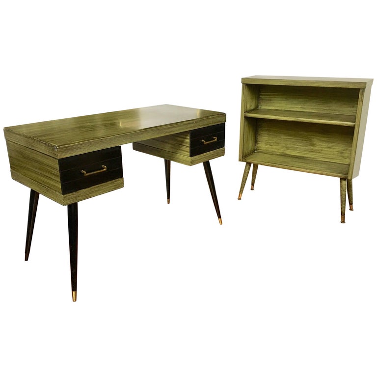 MidCentury Modern Ico Parisi Style Desk and Bookcase Set at 1stDibs