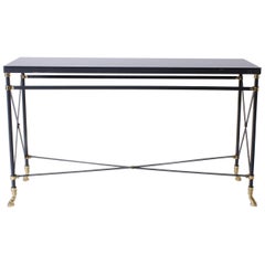 Brass and Black Metal Console by Maison Jansen, circa 1950
