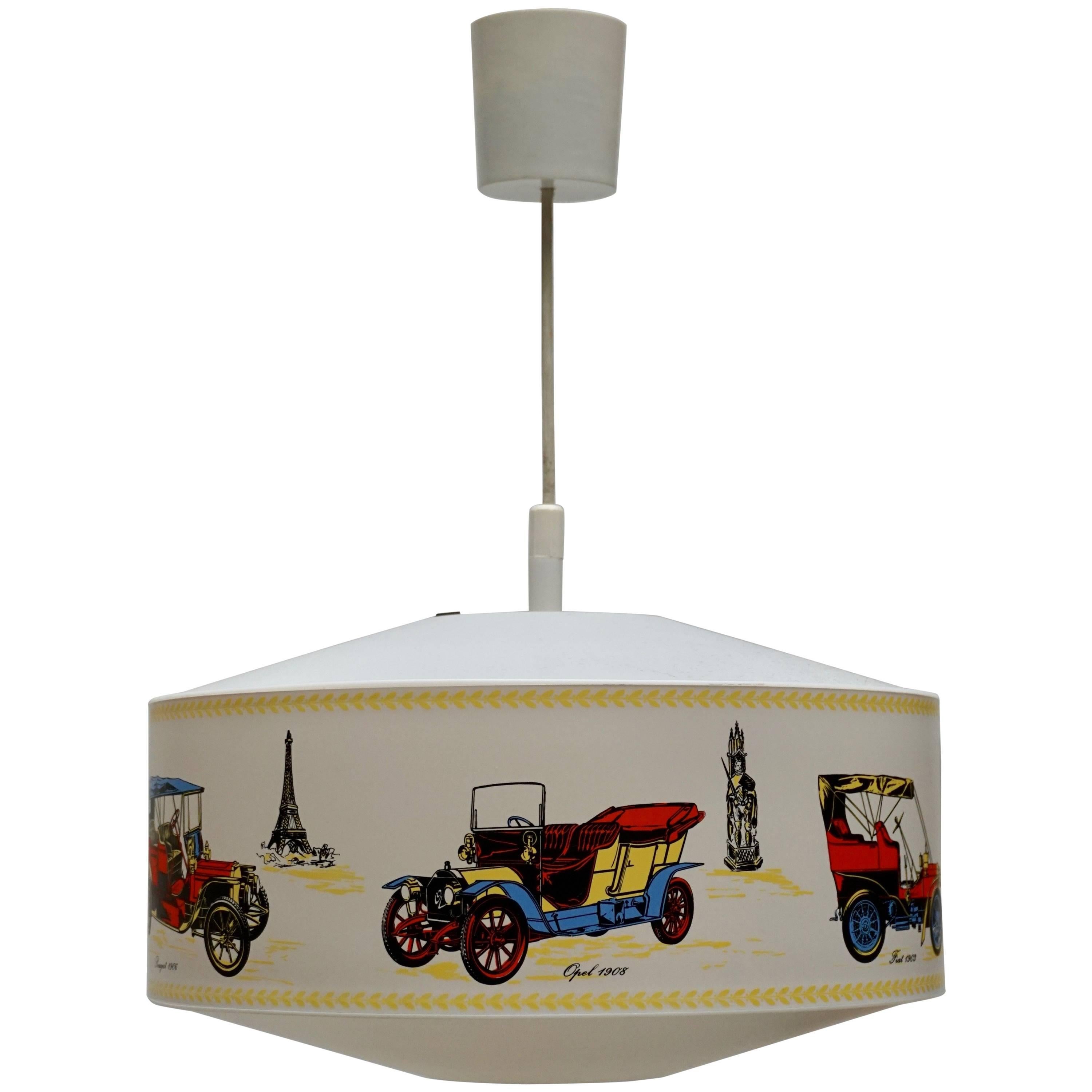 Pendant Light Decorated with Oldtimers For Sale