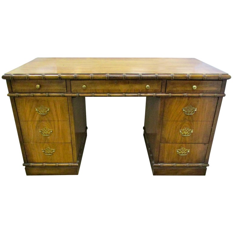 Lane Altavista Furniture Faux Bamboo Writing Desk Mid Century
