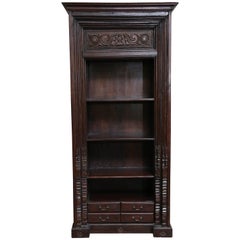 Large Highly Decorative Solid Teak Wood Vintage Book Case from a Tea Plantation