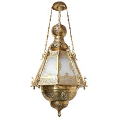 Midcentury Brass Moroccan Style Lantern from Kashmir