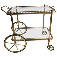 Vintage French Brass Drinks Trolley or Bar Cart