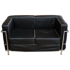 Le Corbusier LC3 Style Leather Loveseat