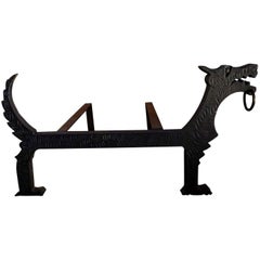 Firedog, Cast Iron Andirons, 1950s, France