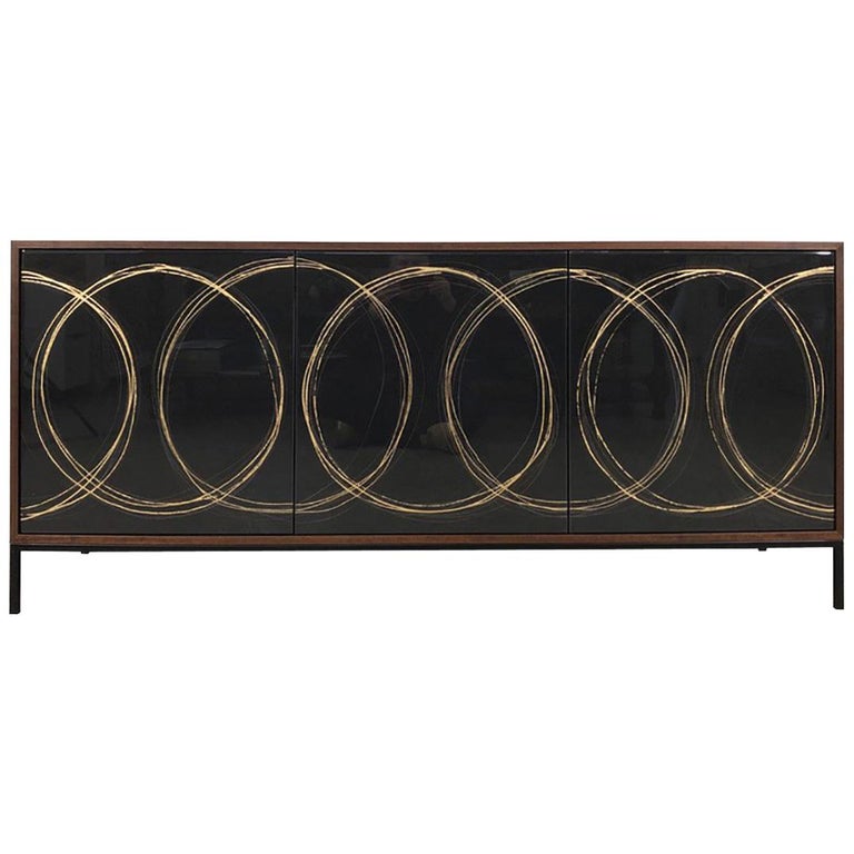 Gold Loop Sideboard Art Door Cabinet Custom Art Door Credenza