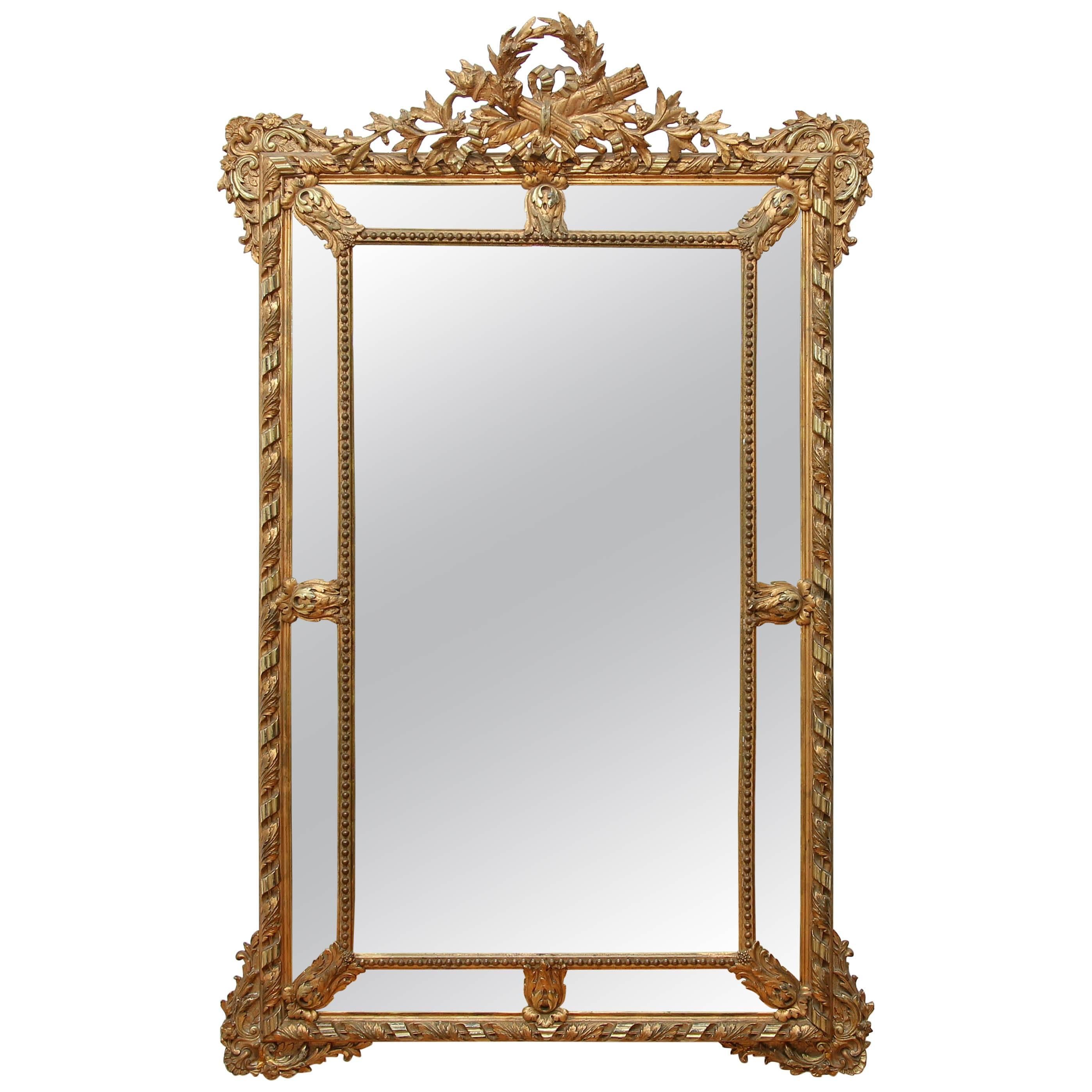 Large Neoclassical Gilt Mirror, French, 19th Century
