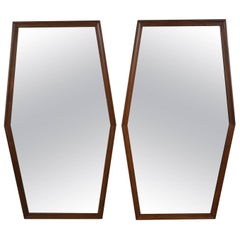 Vintage Pair of Mirrors with a Boxed Diamond Motif