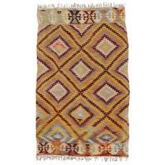 Retro Turkish Kilim Rug with Southwestern Desert Style