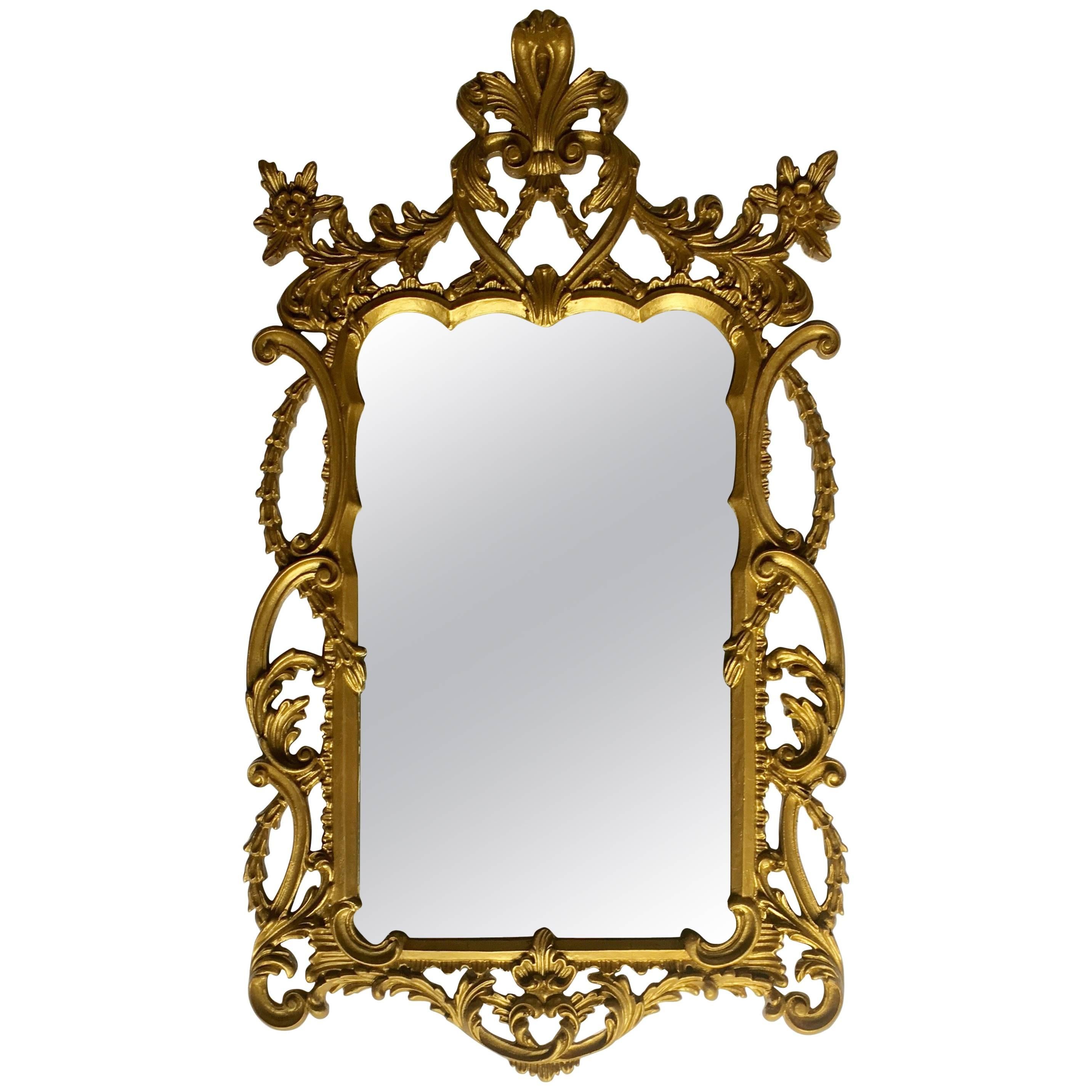 Italian Rococo Giltwood Style Draped Wall Mirror