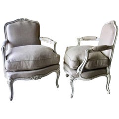 Pair of Louis XV Style Painted Fauteuils