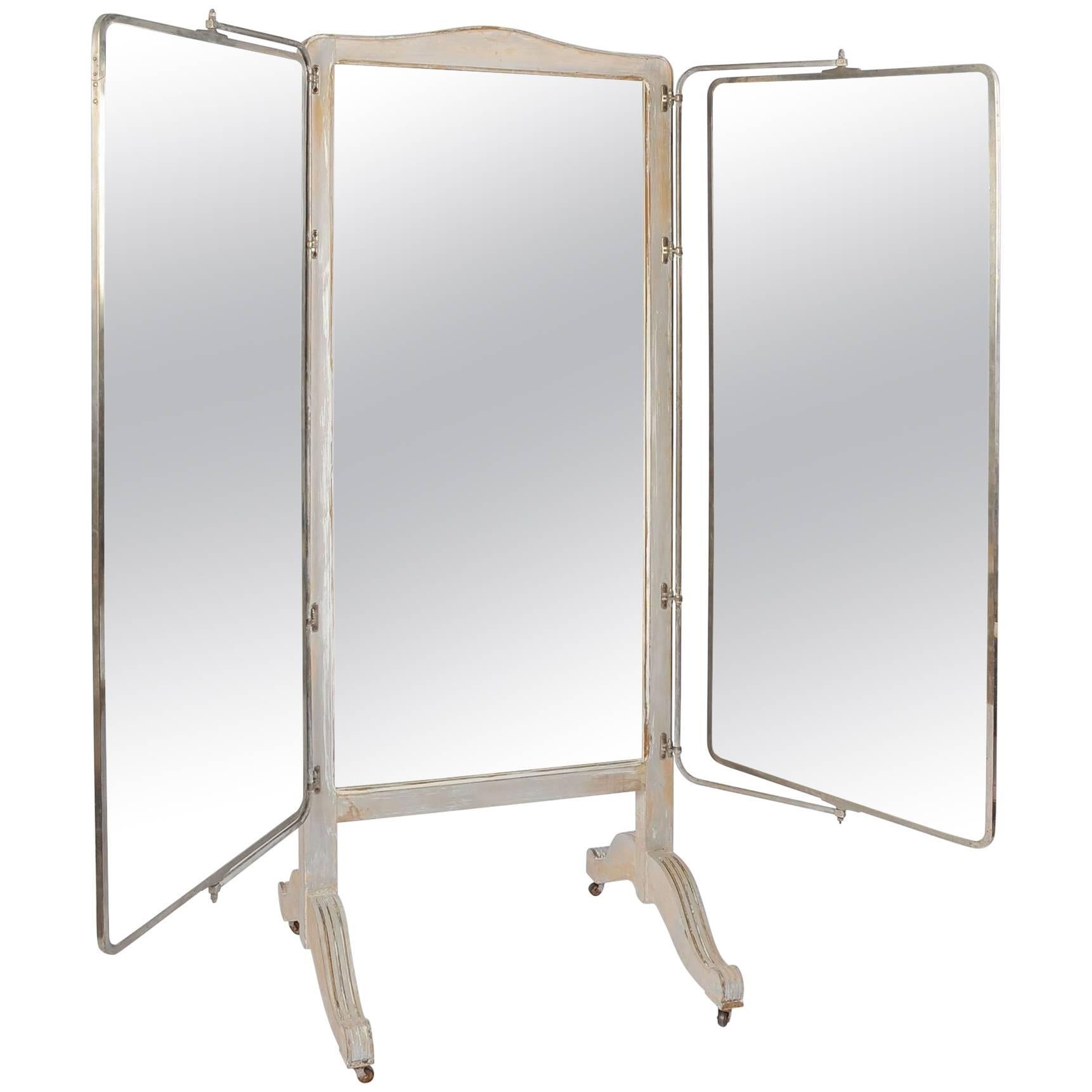 French, 1930s Free-Standing Triple Mirror