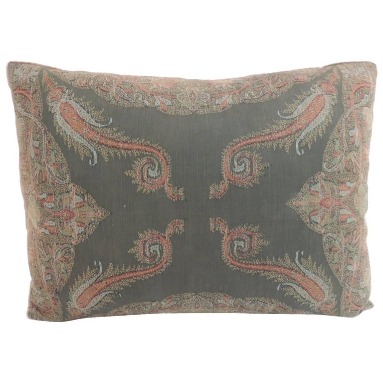 Kashmir Black and Red Paisley Lumbar Decorative Pillow at 1stDibs