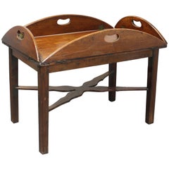 Antique 19th Century English Butler
s Tray Table on Low Stand