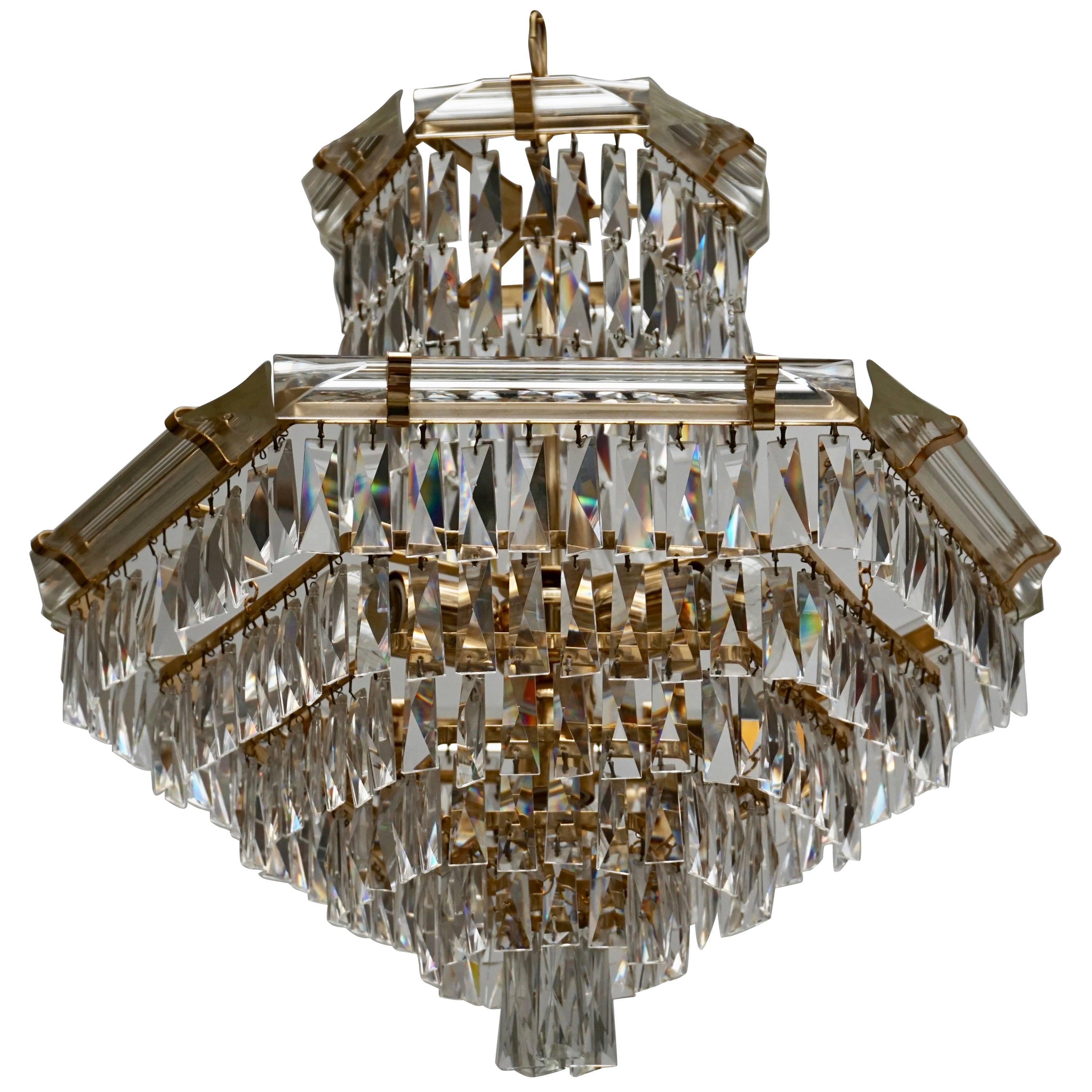 Crystal and Brass Chandelier