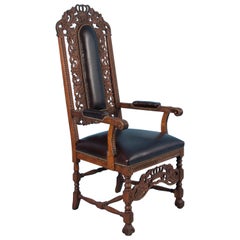 Antique Hand-Carved Danish Baroque Armchair