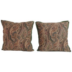 Pair of Vintage Cotton Printed Paisley Decorative Pillows