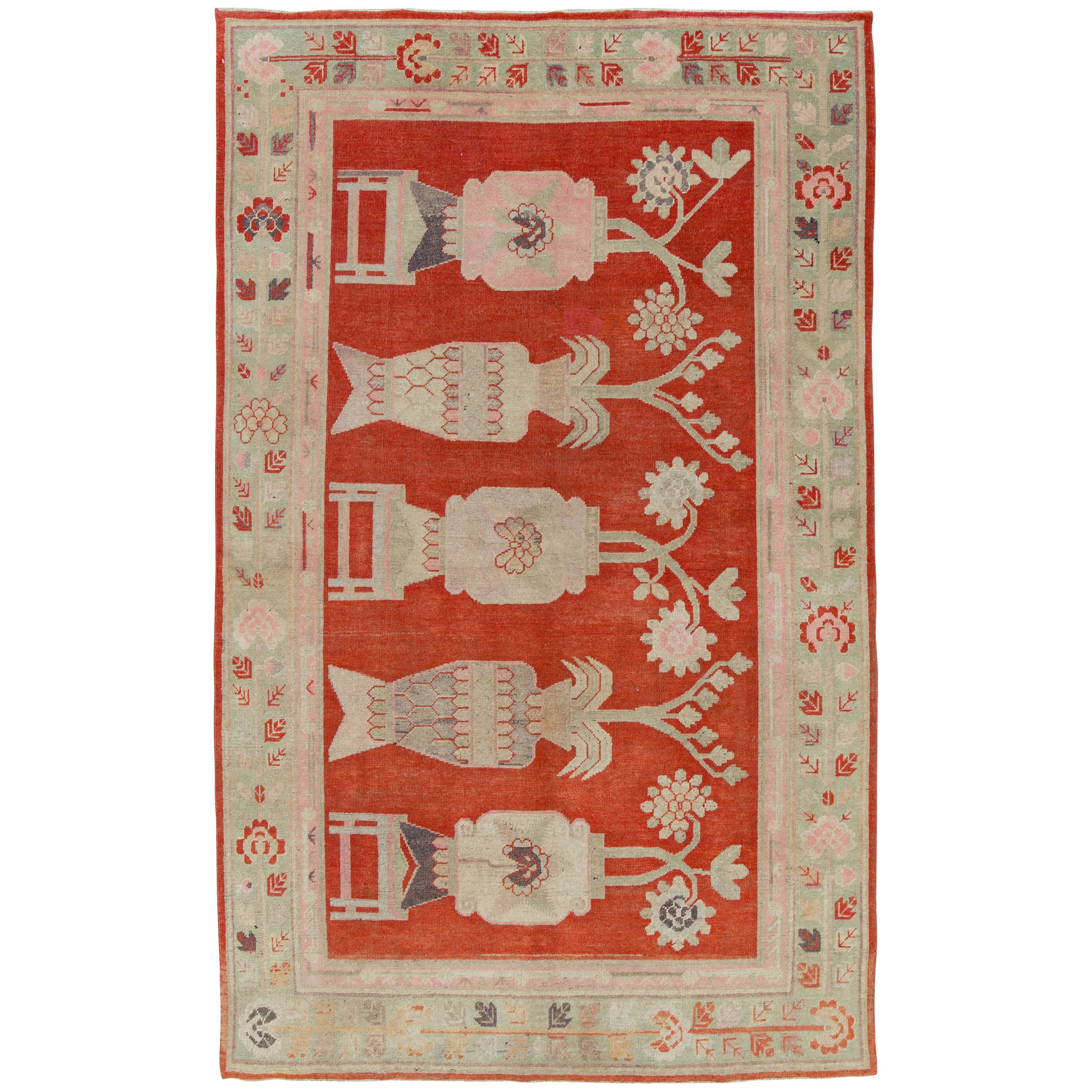 Alfombra antigua Khotan del Turquestán Oriental